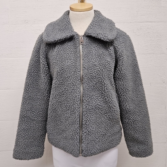 Urban Outfitters BDG Theo Teddy Sherpa Jacket in Eucalyptus Green Sz Small - Picture 5 of 12